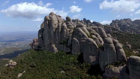 aerial views of montserrat mountain range in catalonia