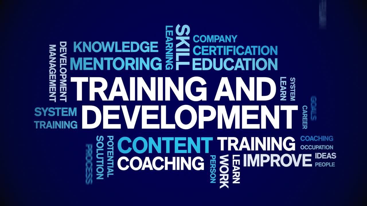 4k 교육 및 개발 애니메이션 태그 단어 구름, 애니메이션 원활한 루프