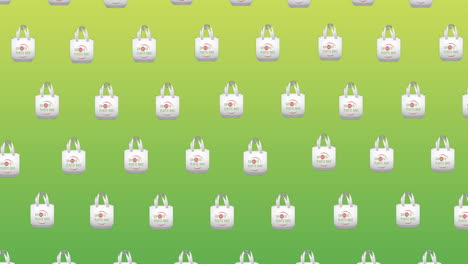 animation of reusable bags on green background