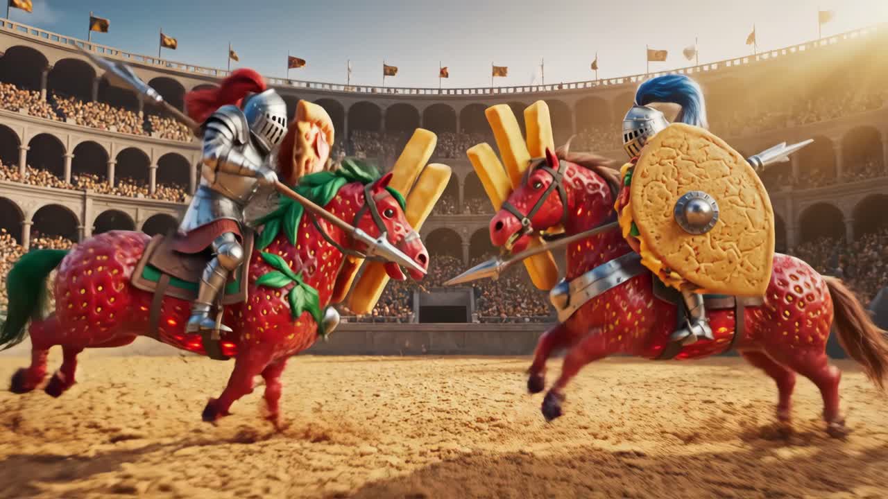 Strawberry Knight Jousting French Fry Knight