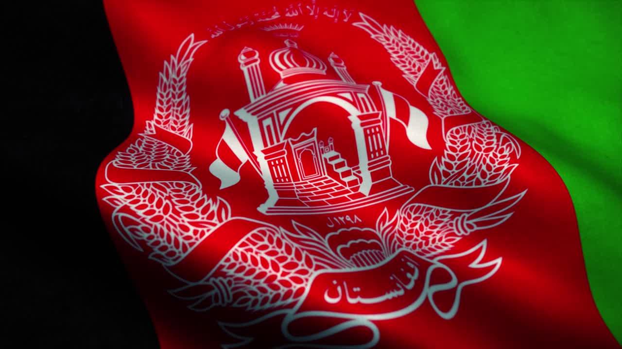 афганский флаг, размахивающий. национальный флаг исламской республики афганистан. знак афганистана. анимация с бесперебойной петлей. 4k