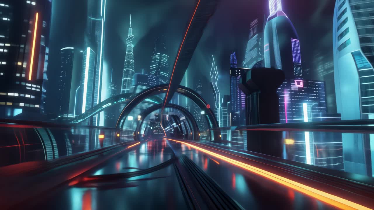 Neon Futuristic City Tunnel