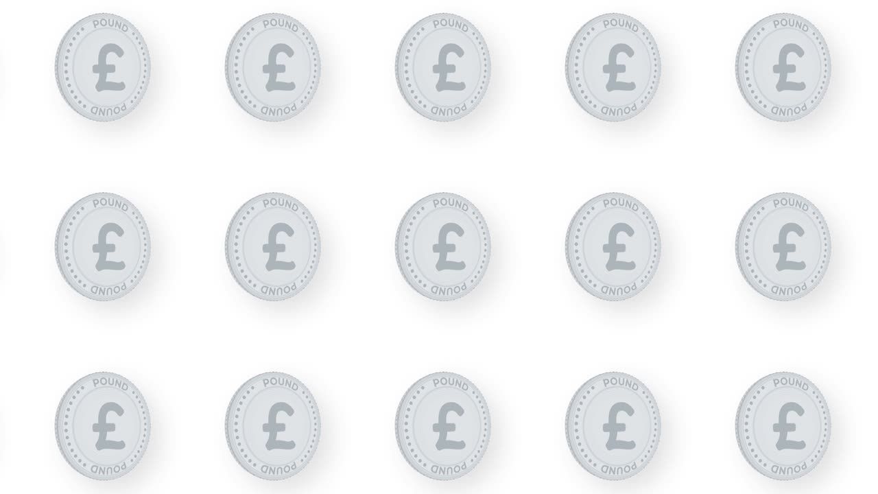 Animated Silver Coin Pound Video Seamless Pattern Background. 4k
