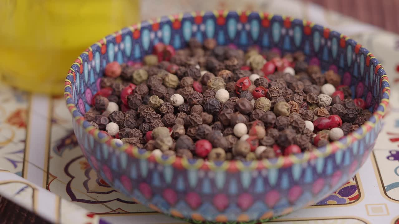 Bowl of Colorful Peppercorns