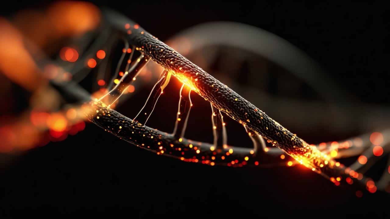 Illuminated DNA Helix: A Stunning Visualization of Genetic Structures Exploding with Energy and Light, Representing the Core of Life and Biology's Fascinating Science