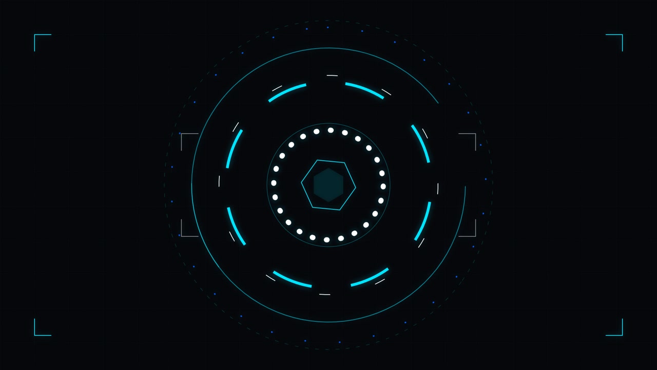 Futuristic Digital HUD Interface With Rotating Circular Elements