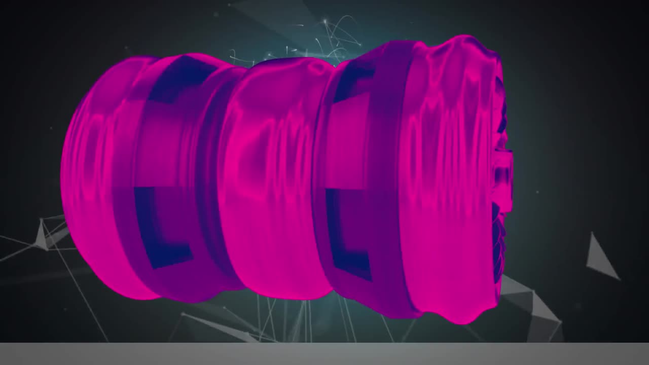 animación de un motor cilíndrico 3d sobre el icono del cerebro humano giratorio y las redes de plexo