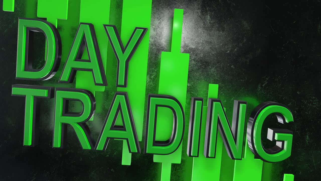 Day trading title graphic 3D animation for stock market