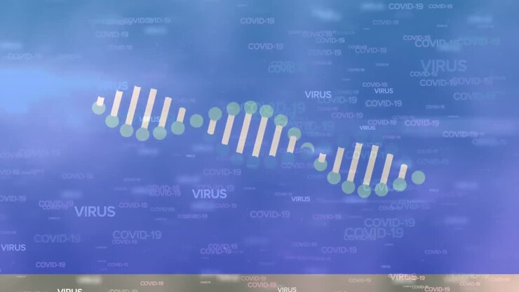 ADN and coronavirus title over blue background.