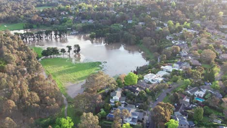 drone view over the yarra flats area in eaglemont inundated with flood water on 14 october 2022