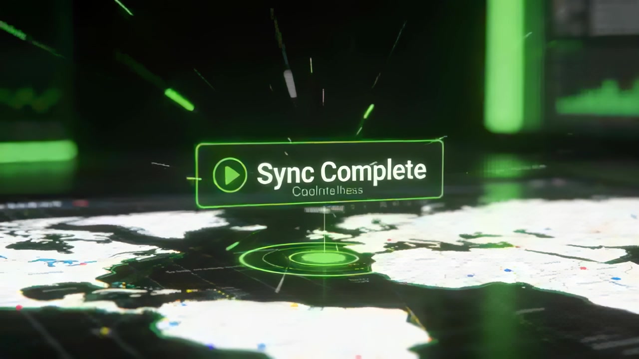 Animating holo 'Sync Complete' panel at console after sync completing, pulsing radar rings