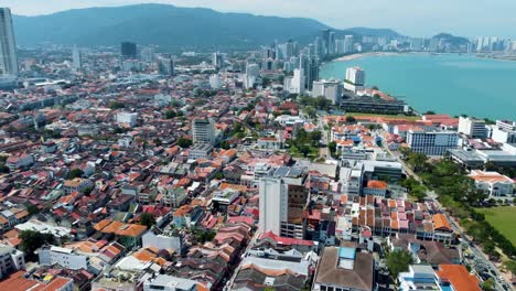 360 aerial view footage of the malaysian city of penang