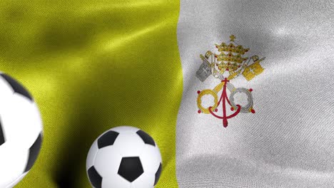 flag of vatican city with soccer balls