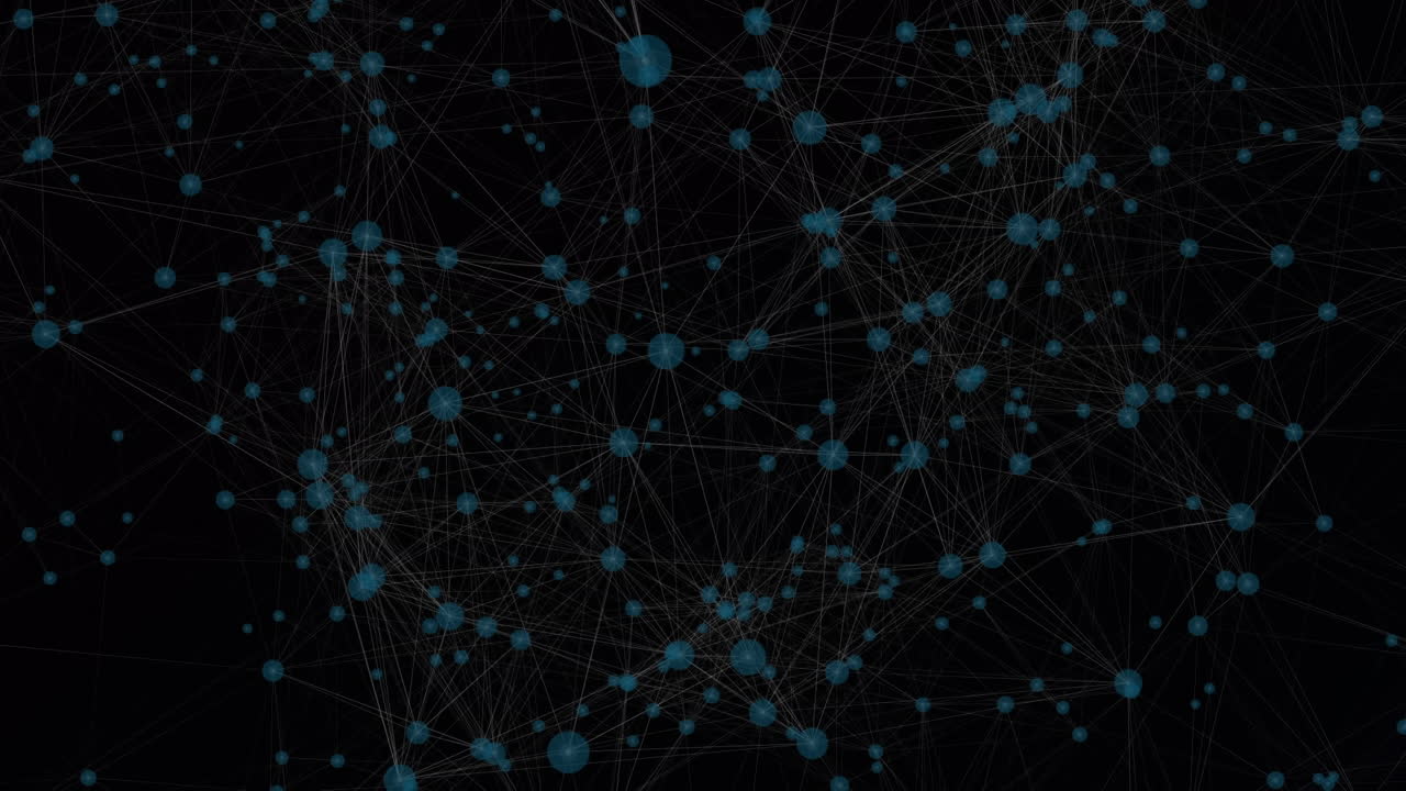 Animation of network of connections floating against black background