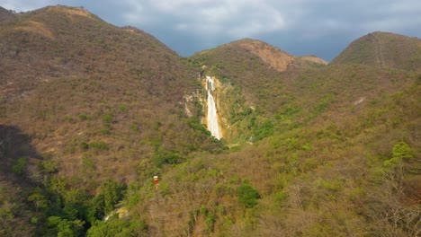 el chiflon waterfalls in tropical meixcan rainforest mountainside, 4k aerial