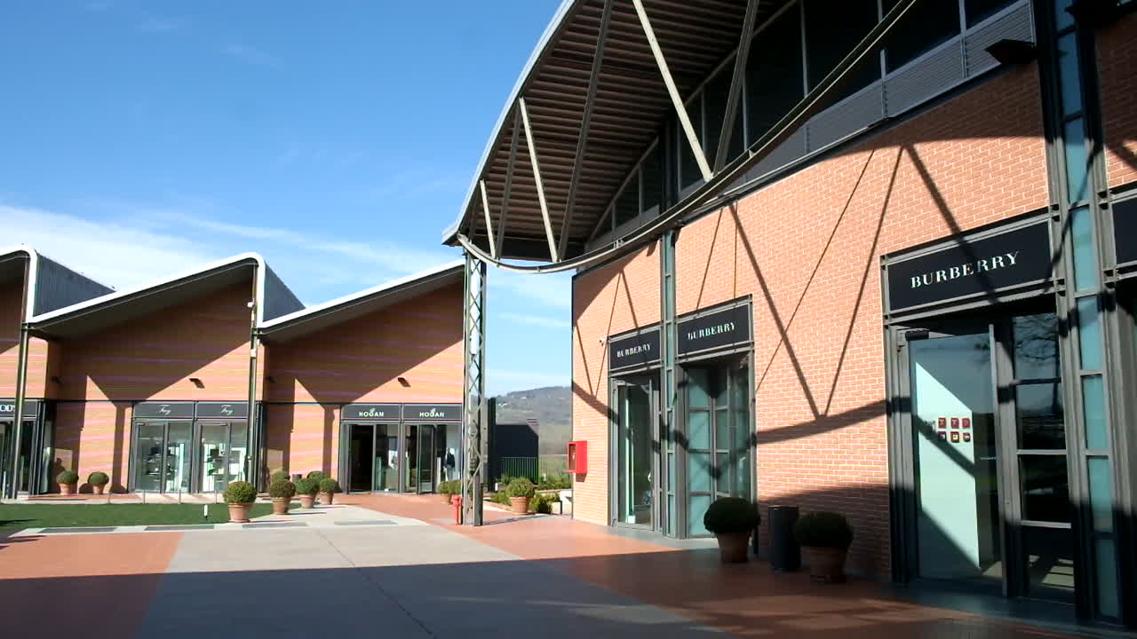 The Mall, Leccio Outlet luxury store. Tuscany, Italy. Sunny day, spring season