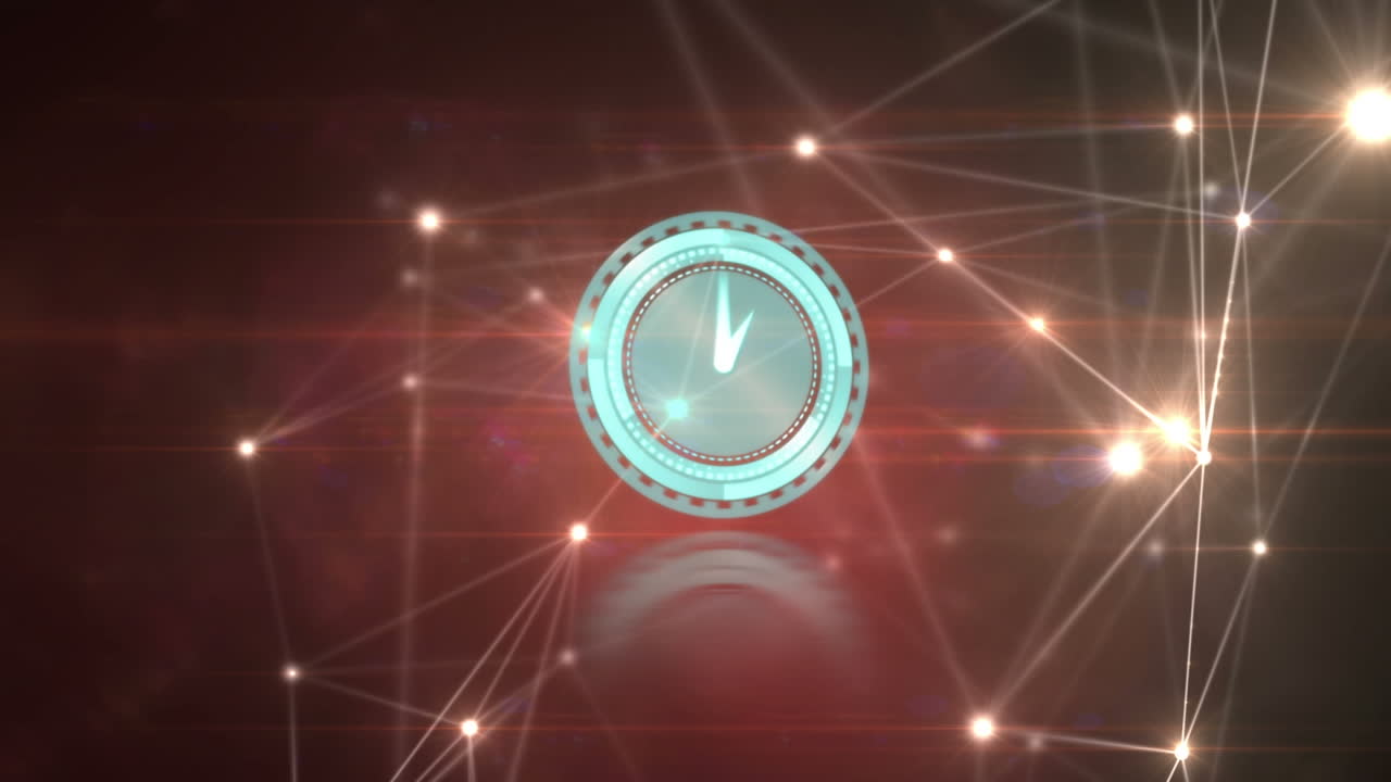 Animation of network of connections over clock moving fast