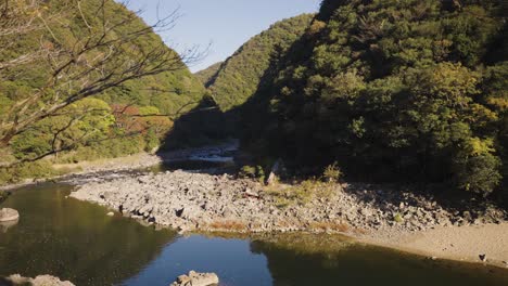 sunrise over the mountains of hyogo and the mukogawa river