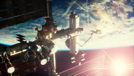estación espacial internacional en el espacio ultraterrestre sobre la órbita del planeta tierra