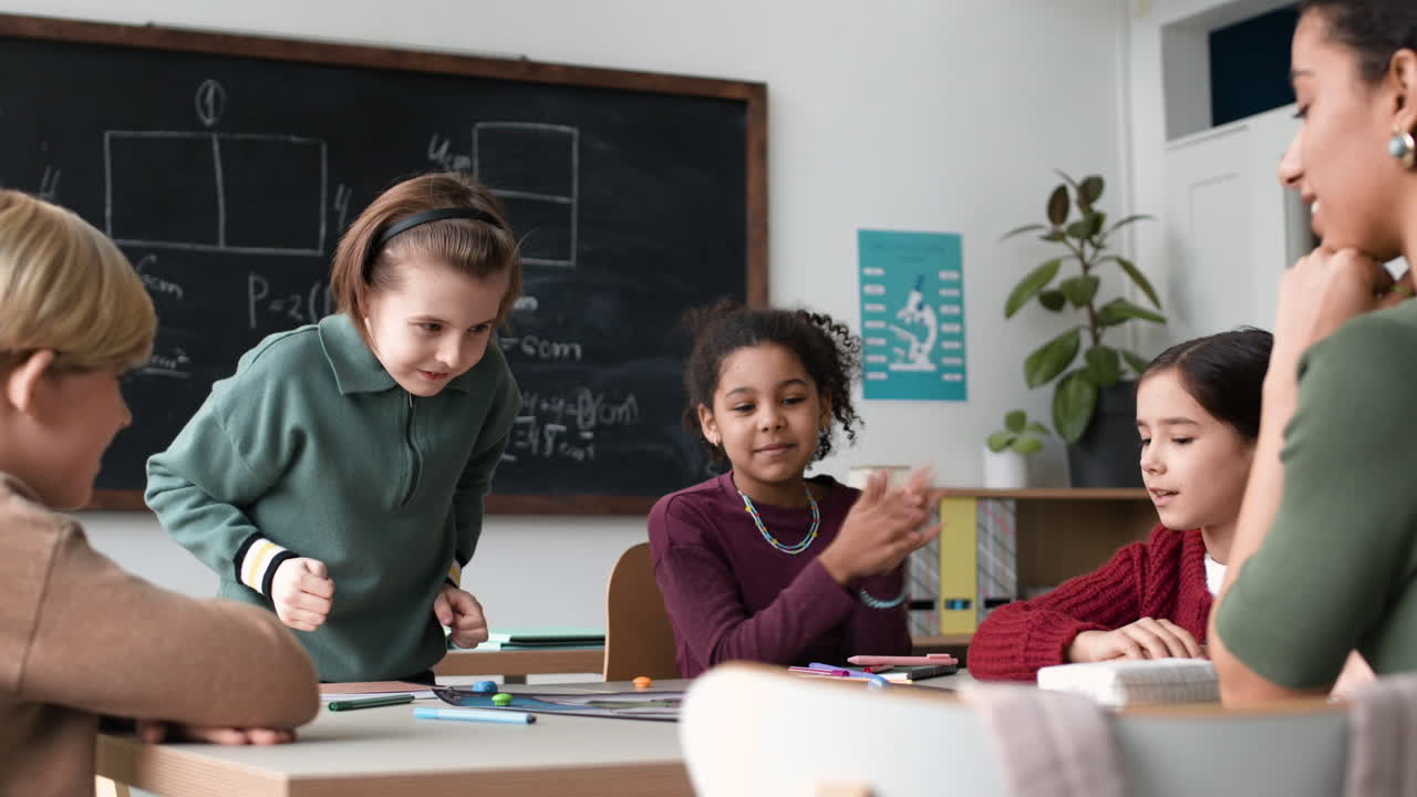Elementary School Students Participating in an Interactive Math Activity