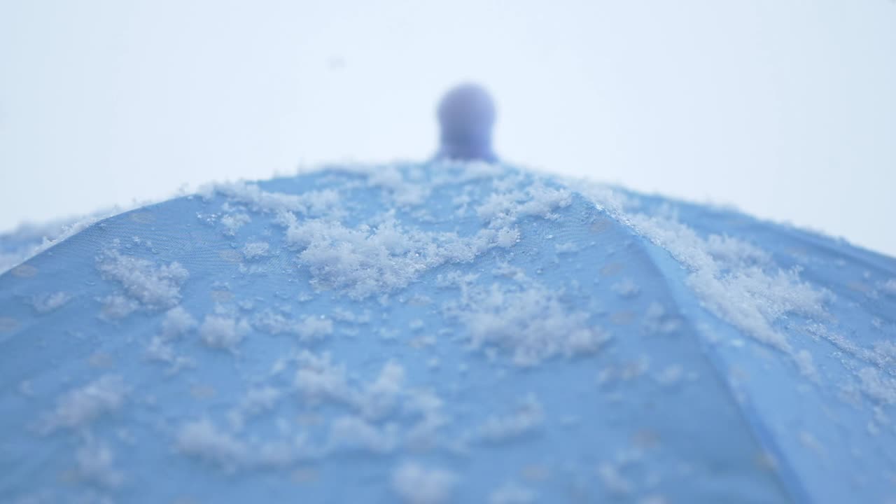 Snow on a Blue Umbrella
