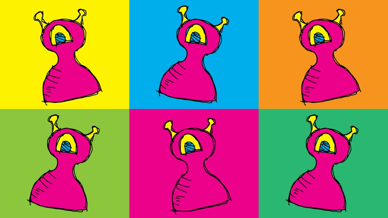 bambini che disegnano uno sfondo senza cuciture con il tema di un mostro oculare