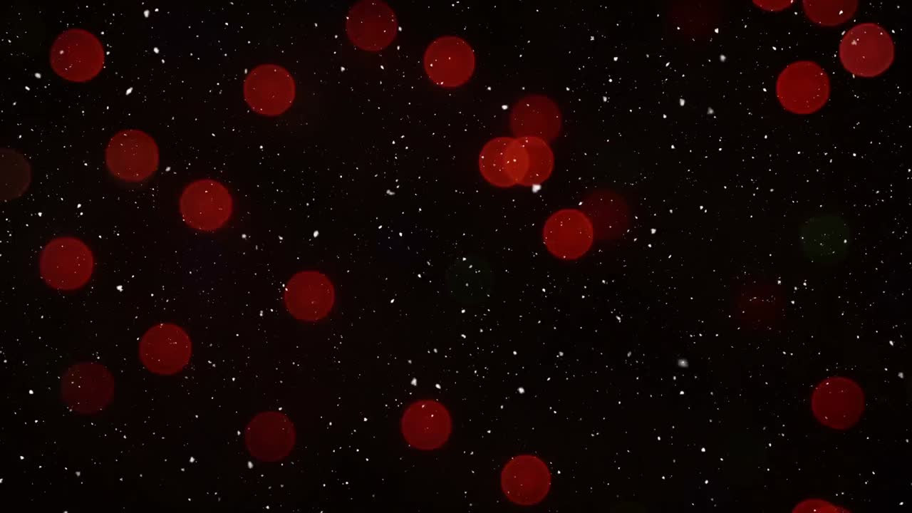 Video composition with snow over blurry lights