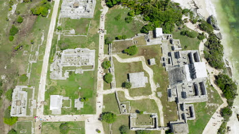 mayans ruins of tulum mexico in quintana roo from drone view