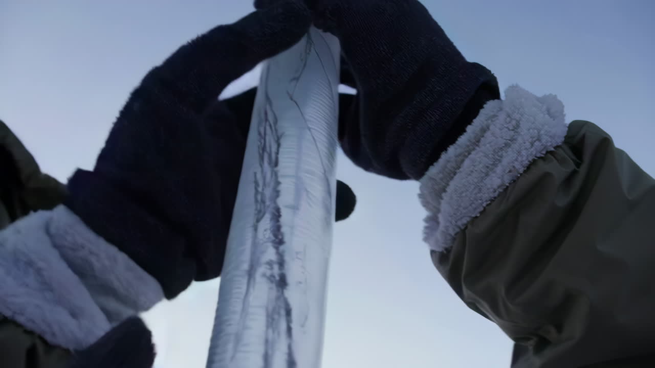 Scientists Examining an Ice Core