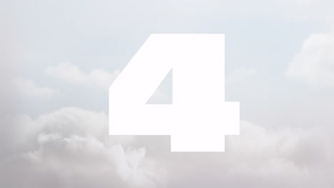 large white numbers animating over cloudy sky background