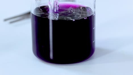 reacción química que demuestra el cambio de color con el tiempo