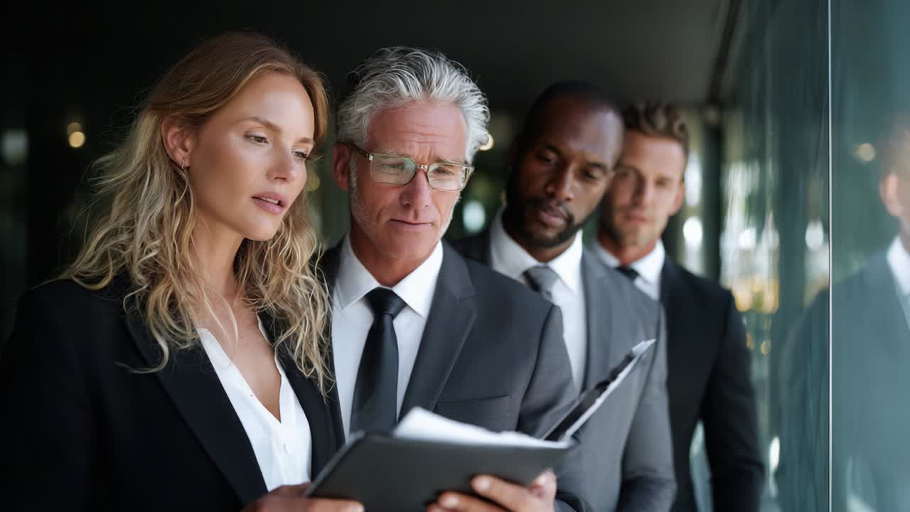 Group of Business Professionals Discussing Documents