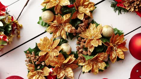 Christmas-Wreath-on-White-Wooden-Background