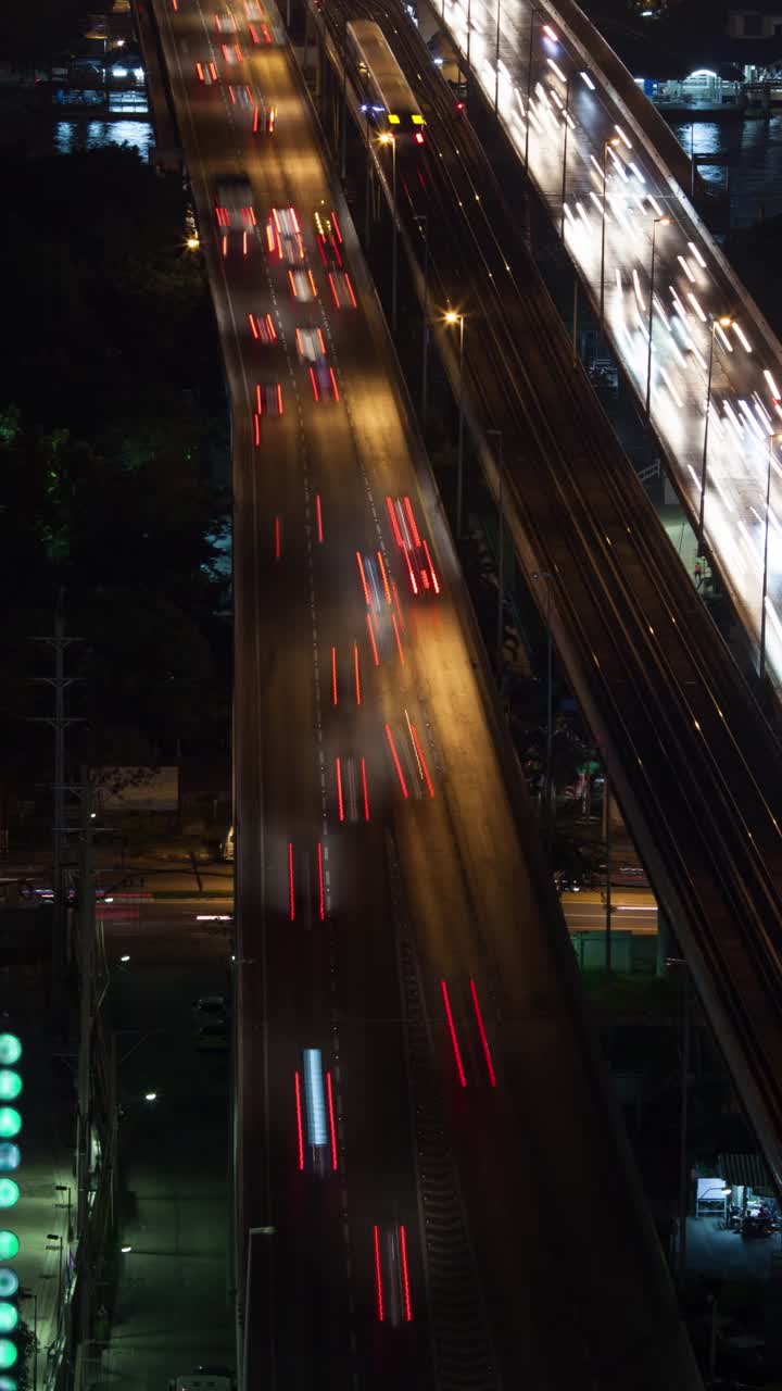 Time Lapse of Night Traffic on a Busy City Highway
