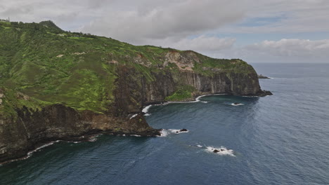 maui hawaii aerial v26 cinematic drone flyover aawaiki coastline capturing hillside residential, rocky sea cliffs and north pacific ocean views at daytime - shot with mavic 3 cine - december 2022