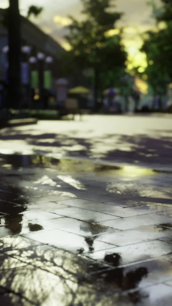 Relaxing urban atmosphere illuminated by radiant water and natural displays