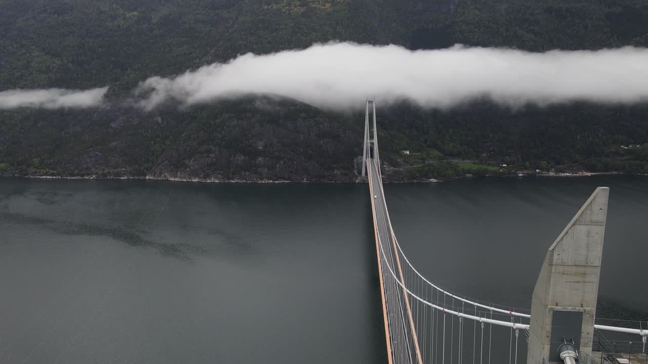 tomas panorámicas de uno de los puentes colgantes más largos del mundo