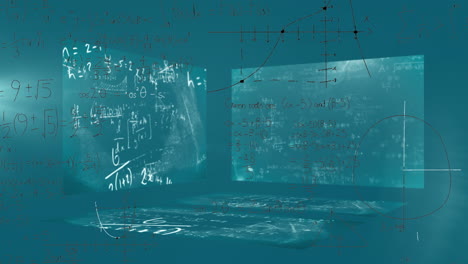 animation of data processing over screens on green background