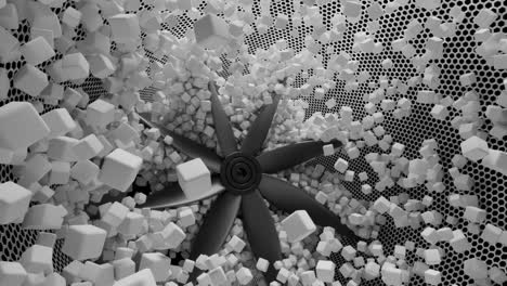 abstract 3d render of a fan with cubes