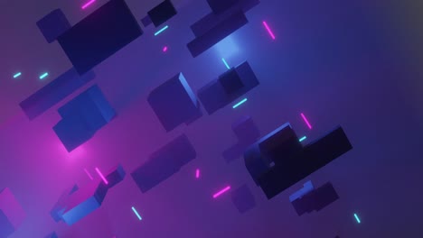 animation of glowing light trails moving over cubes on purple background