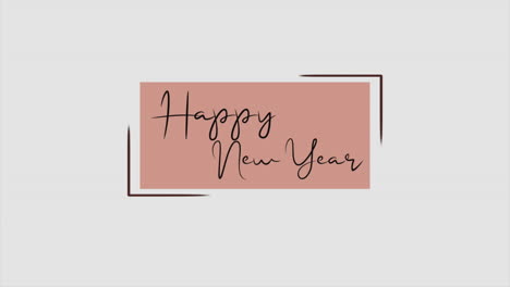 texto moderno de feliz año nuevo en el marco en gradiente blanco