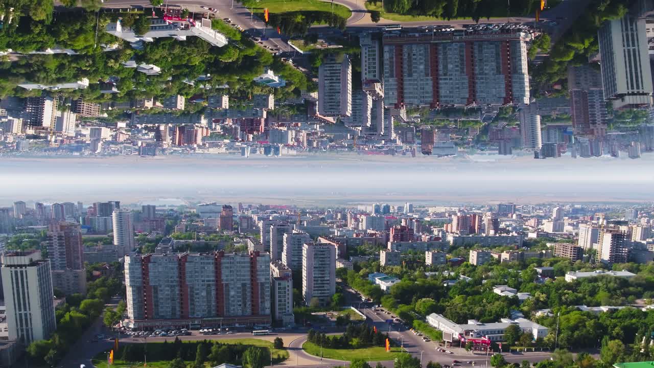 vista aérea del paisaje urbano invertido