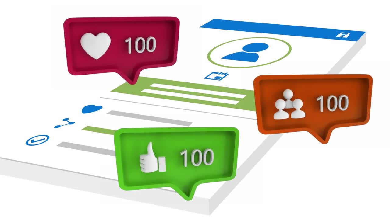 iconos con un número creciente en las redes sociales