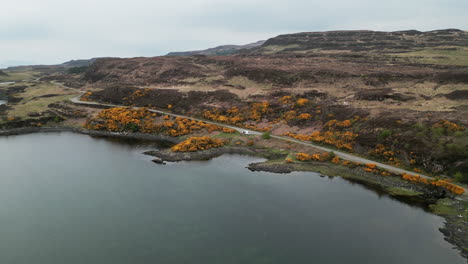 vanlife scotland mountain valley and lake drone 4k