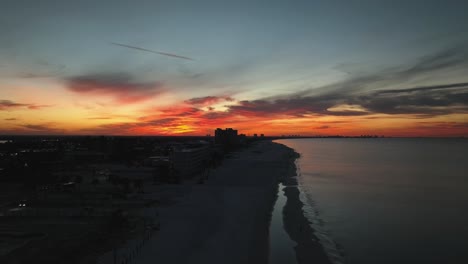 Drone-pan-view-of-Ft-Myers-Beach-Florida-in-early-morning