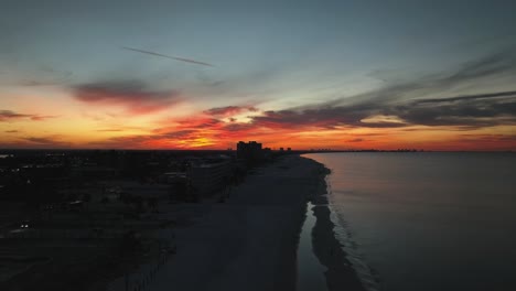 drone pan view of ft myers beach florida in early morning