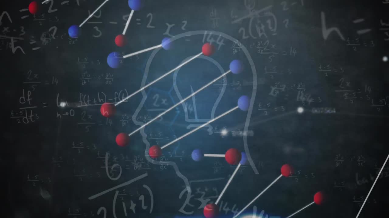 animación del procesamiento de datos, el adn y el perfil humano en fondo negro
