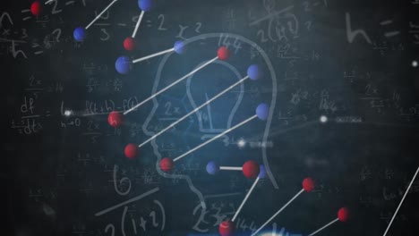 animación del procesamiento de datos, el adn y el perfil humano en fondo negro
