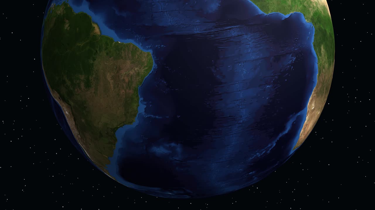 Digital globe rotates and zooms into South America, highlighting Piracicaba with a location pin