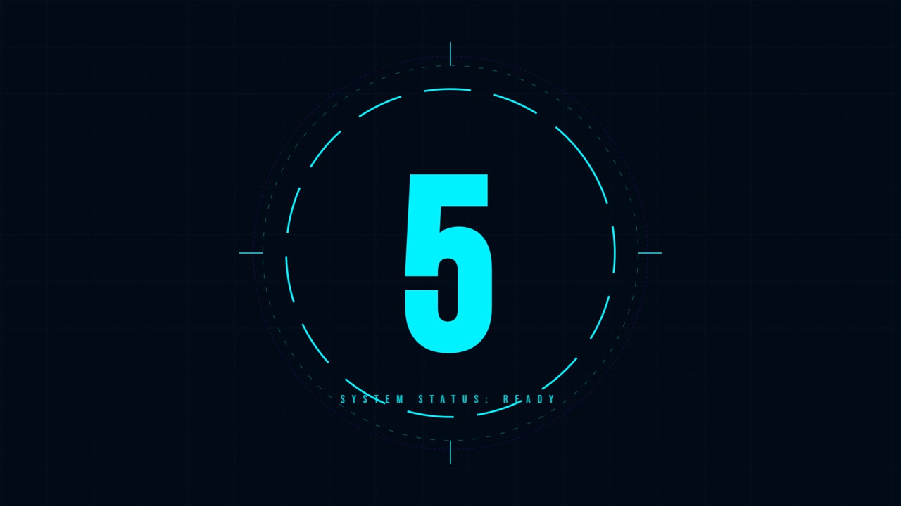 Timer digitale per il conto alla rovescia con interfaccia HUD futuristica